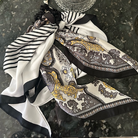 Anthropologie Accessories - Anthropologie Black & White Paisley Stripe Scarves